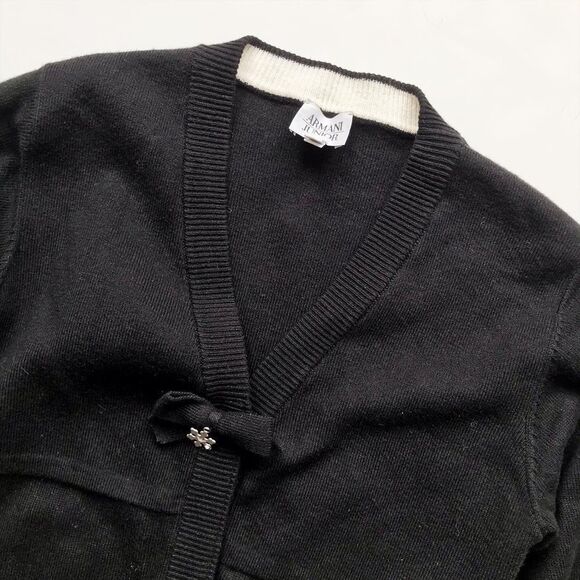 Armani Junior black knit long cardigan sweater EUC 12Y - Picture 2 of 9